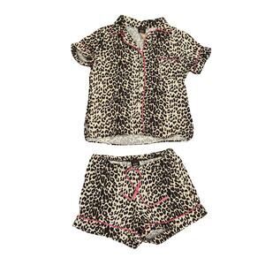 Bed head neiman Marcus cheetah print Shorts pajama set preppy pjs Womens small